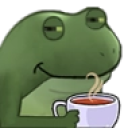 worry smirk smug sip coffee frog.png
