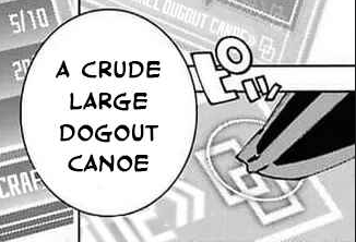 A crude large dogout canoe.